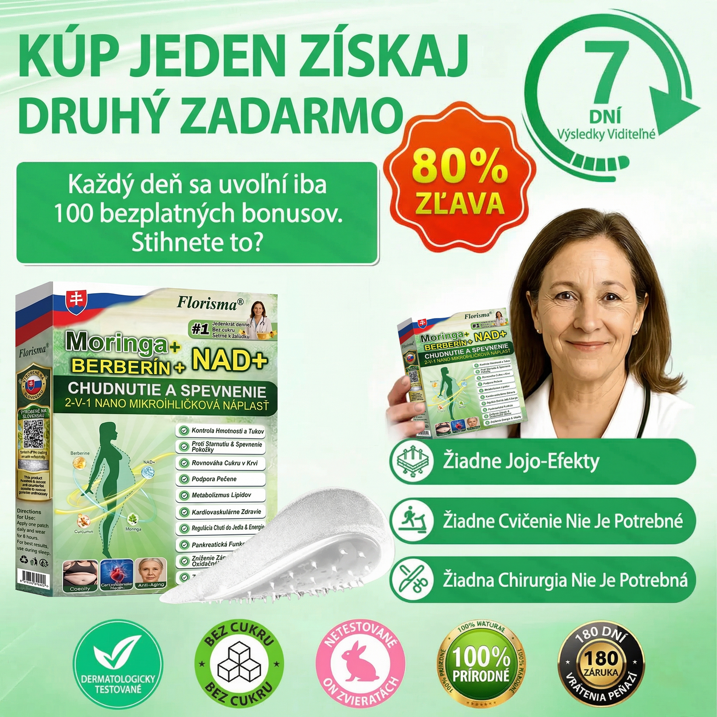 Možnosť platby na dobierku 【Posledný deň akcie: 70 % zľava】Florisma® 👩⚕️ Moringa & Berberín 10-v-1 Pokročilá Nano Mikroiigličková Náplasť Vhodné na obezitu, cukrovku, spánkovú apnoe a problémy so kĺbmi 🏅