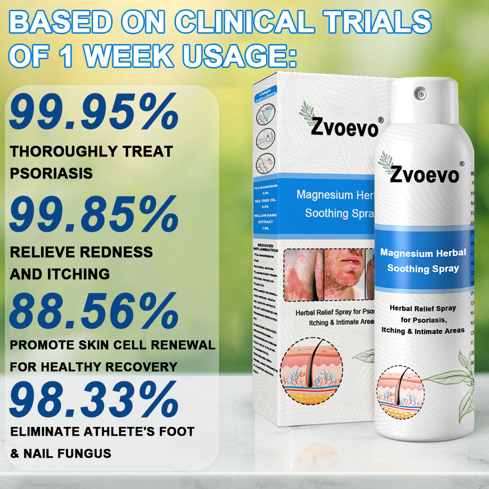 Oficiálny obchod: Zvoevo® 👩⚕️ Horčíkový bylinný sprej proti psoriáze — Schválené FDA (Uľavuje od psoriázy a ekzému, zlepšuje bakteriálne infekcie v genitálnej oblasti, lieči rosaceu a hidradenitídu suppurativu, ako aj akné a bradavice) 🔥