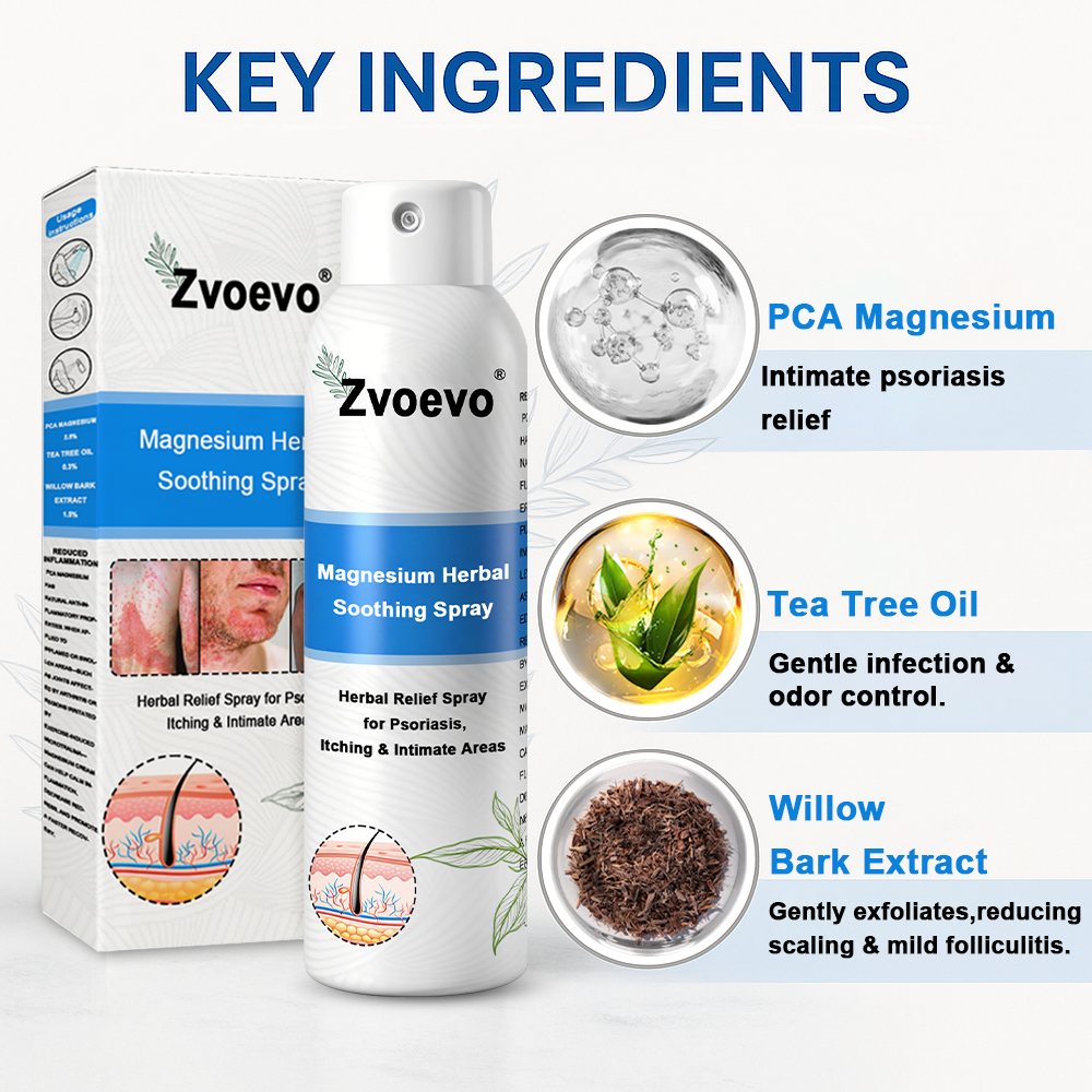 Oficiálny obchod: Zvoevo® 👩⚕️ Horčíkový bylinný sprej proti psoriáze — Schválené FDA (Uľavuje od psoriázy a ekzému, zlepšuje bakteriálne infekcie v genitálnej oblasti, lieči rosaceu a hidradenitídu suppurativu, ako aj akné a bradavice) 🔥