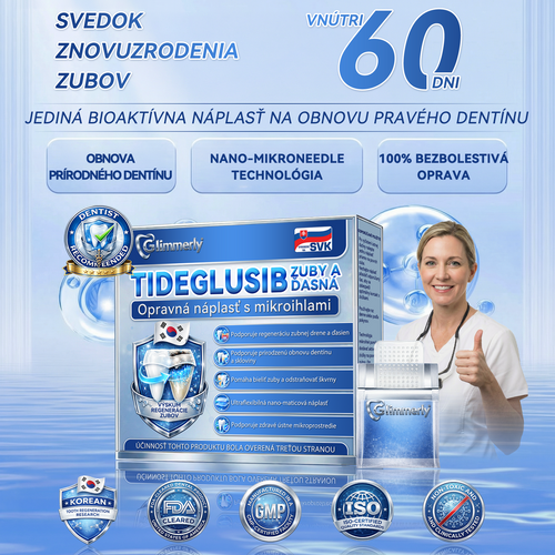 🦷𝐆𝐥𝐢𝐦𝐦𝐞𝐫𝐥𝐲® Tideglusib zuby a dasna Opravná náplasť s mikroihlami  | Pokročilé zubné pásiky s aktiváciou kmeňových buniek (obnova skloviny a dentínu • posilnenie ďasien • odstránenie zubného kameňa a zápachu • zastavenie citlivosti zubov)) 🎁